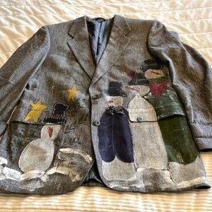Rare find Vintage hand painted Hart Schaffner & Marx Blazer w/Snowman design
